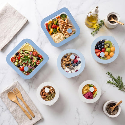 Urban Green Glass Food Container Set with Glass Lid, 5 Pack, Meal Prep Containers with Silicone Framed Airtight Lid, Leakproof, 100% Plastic Free