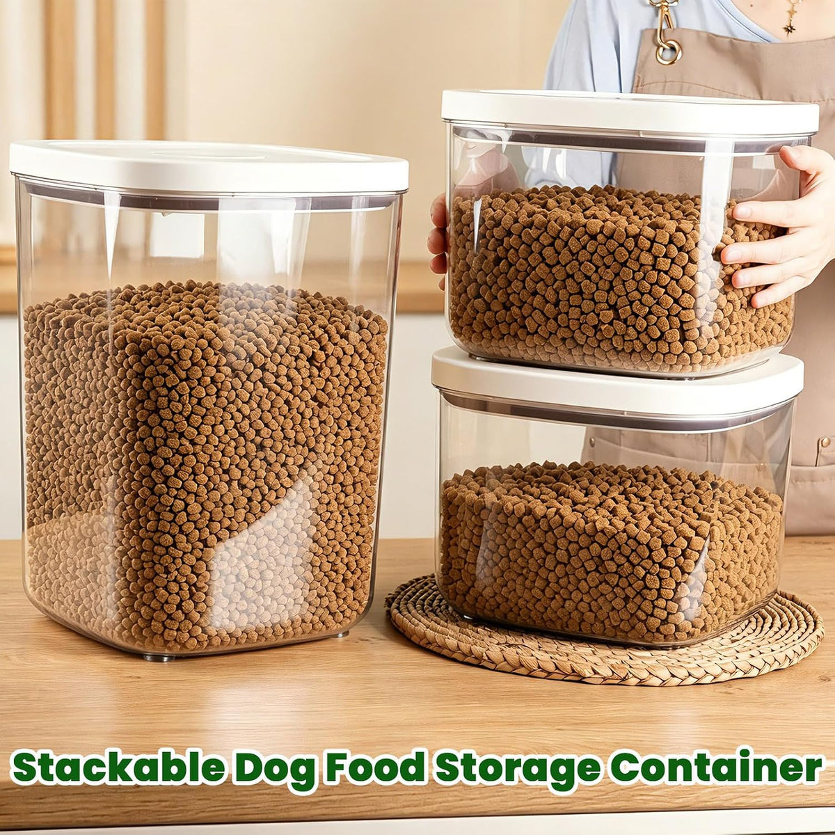 TBMax Dog Cat Food Storage Container 12Lbs with Airtight Flip-up Lid, Large Pet Food Dog Treat Container with Scoop, Airtight Food Storage Bin for Kitchen Organization