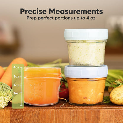 KeaBabies 12pk 4oz Glass Baby Food Containers with Lids - Leak-Proof, Microwavable Small Glass Jars, Baby Purees & Toddler Snack Storage Containers, BPA-Free, Dishwasher & Freezer Safe (Musk Dusk)