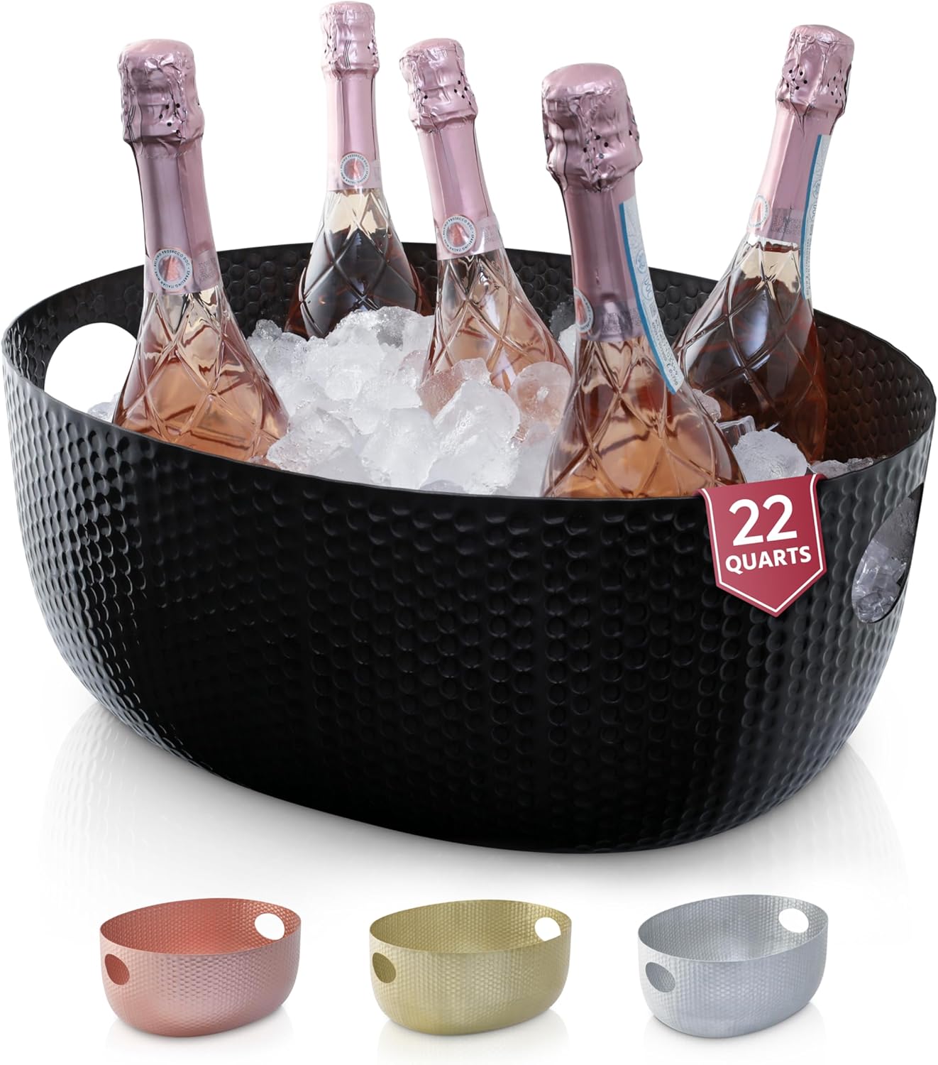 Gusto Nostro Large Beverage Tub for Parties - Metal Tub for Wine Bottles,Champagne,Beers - High Capacity Ice Bucket for Drinks - Extra Large Ice Buckets for Parties (22 qt) Outdoor Party Drink Bucket