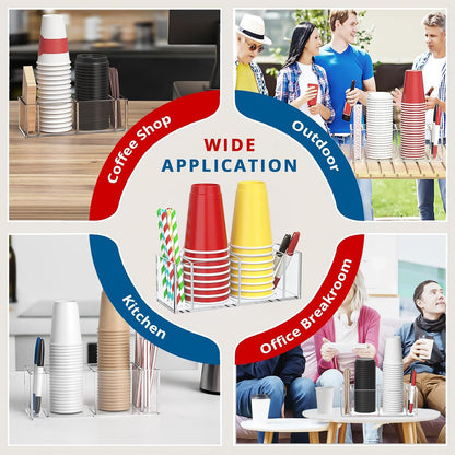 KOTEMON Cup Holder with Marker Slot - Mark Your Cup and Drink Up Countertop Double Cup Holder Organizer Compatible with Solo Cup, Party Decoration Bathroom Kitchen Bar Picnic Gathering, Clear Acrylic