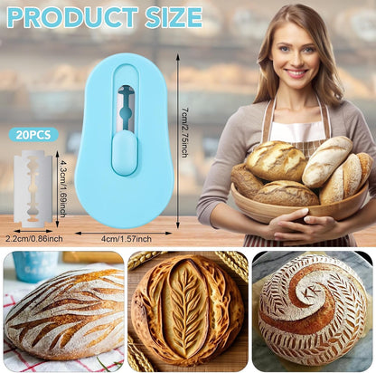 SUMAJU Magnetic Bread Lame with Extractable Blade - 20 Razor Blades,Dough Scoring Tool for Sourdough Breads baking & Bread Making Tools