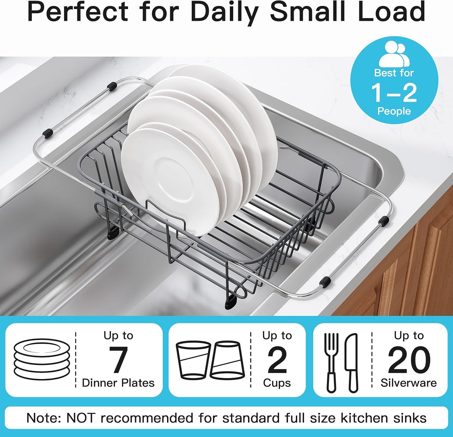 JASIWAY Dish Drying Rack in Sink, Dish Drainer with Cup and Utensil Holder