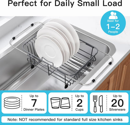 JASIWAY Dish Drying Rack in Sink, Dish Drainer with Cup and Utensil Holder
