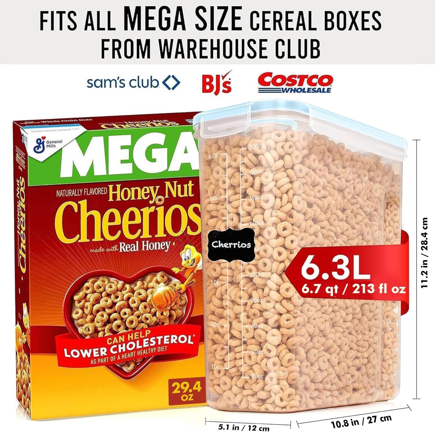 Shazo 2 Pack (6.3L / 213OZ) EXTRA Large Airtight Food Storage Cereal Containers for Bulk Food Storage BPA-Free Plastic Container, Pantry Organization and Canister for Rice, Pasta, Sugar & Flour