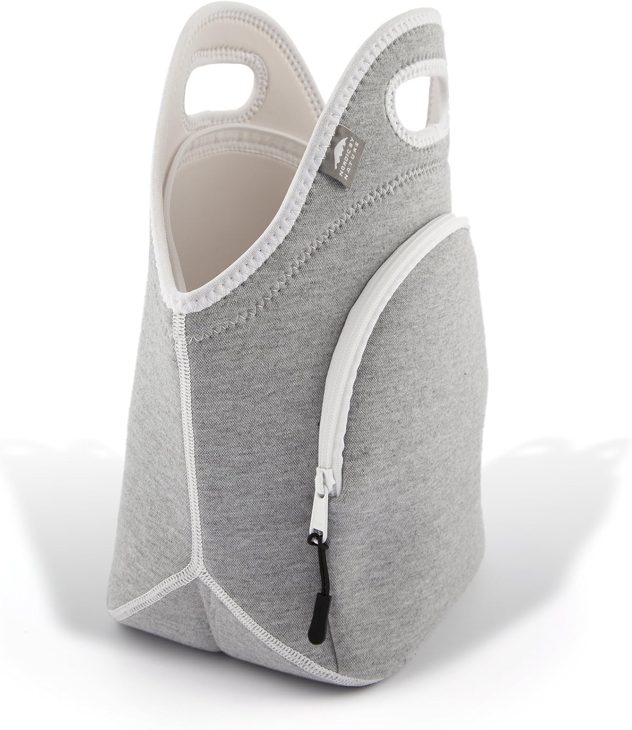 Nordic By Nature Large Neoprene Lunch Bag for Women & Lunch tote for Kids Insulated Lunch bag Reusable Washable Extra Thick Neoprene & Soft Cotton Feel, Premium Stitching, Outside Pocket, (L) Black