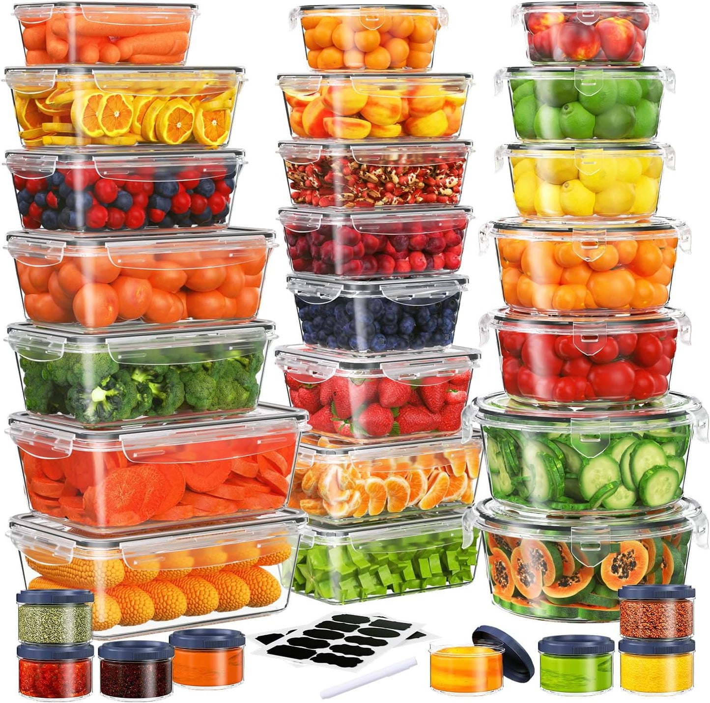 28 Pieces Food Storage Containers with Lids EXTRA LARGE Freezer Containers for Food BPA-Free Meat Fruit Vegetables Plastic Containers with lids Storage Airtight Leak-Proof Food Boxes for Kitchen