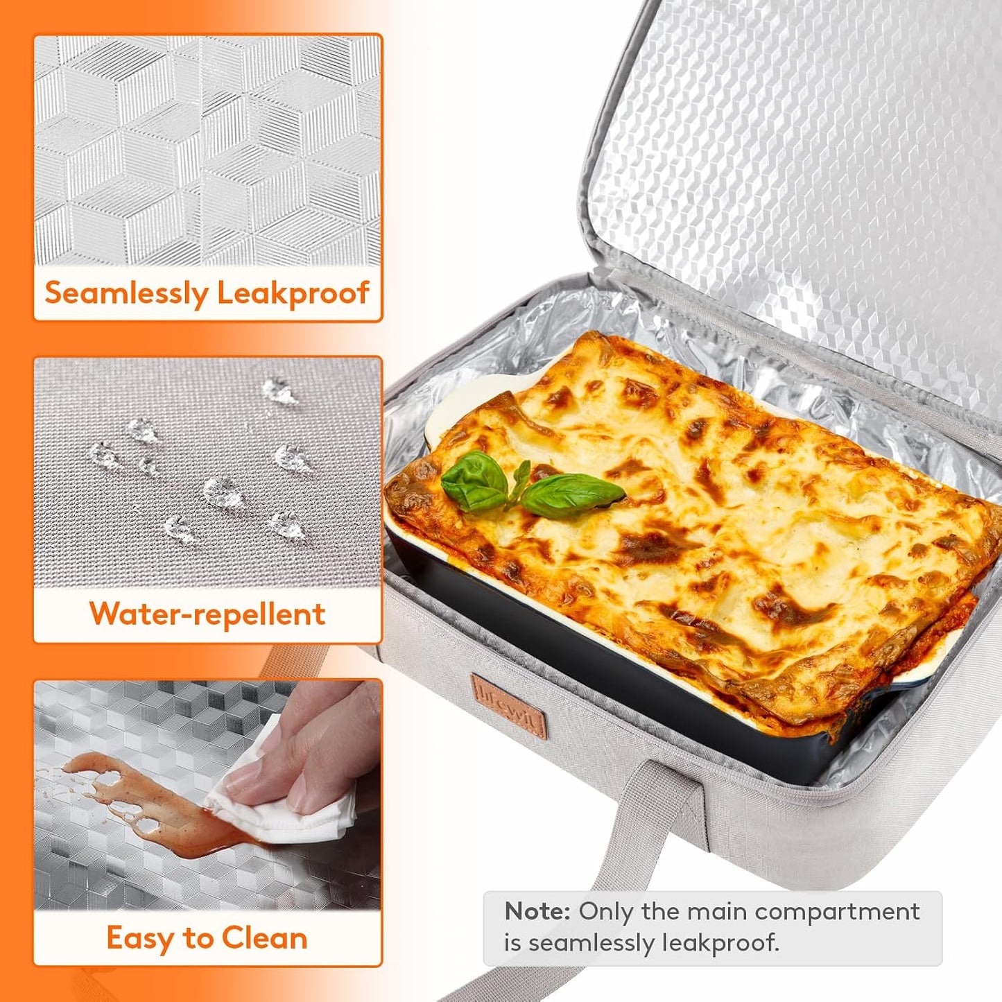 Lifewit Insulated Double Decker Casserole Carrier, Expandable Lasagna Lugger Tote Bag for Hot or Cold Food, Fits 9" x 13" Baking Dish for Potluck Parties, Picnic and Cookouts, Grey-Geometric