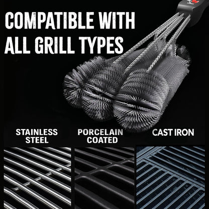 Kona 360 Clean Grill Brush – Powerful Grill Cleaner & BBQ Grill Brush for Outdoor Grill – Safe, Bristle BBQ Brush Grill Scraper, Accessory for Easy 30 Second Grill Cleaning - 18 Inch Long Handle