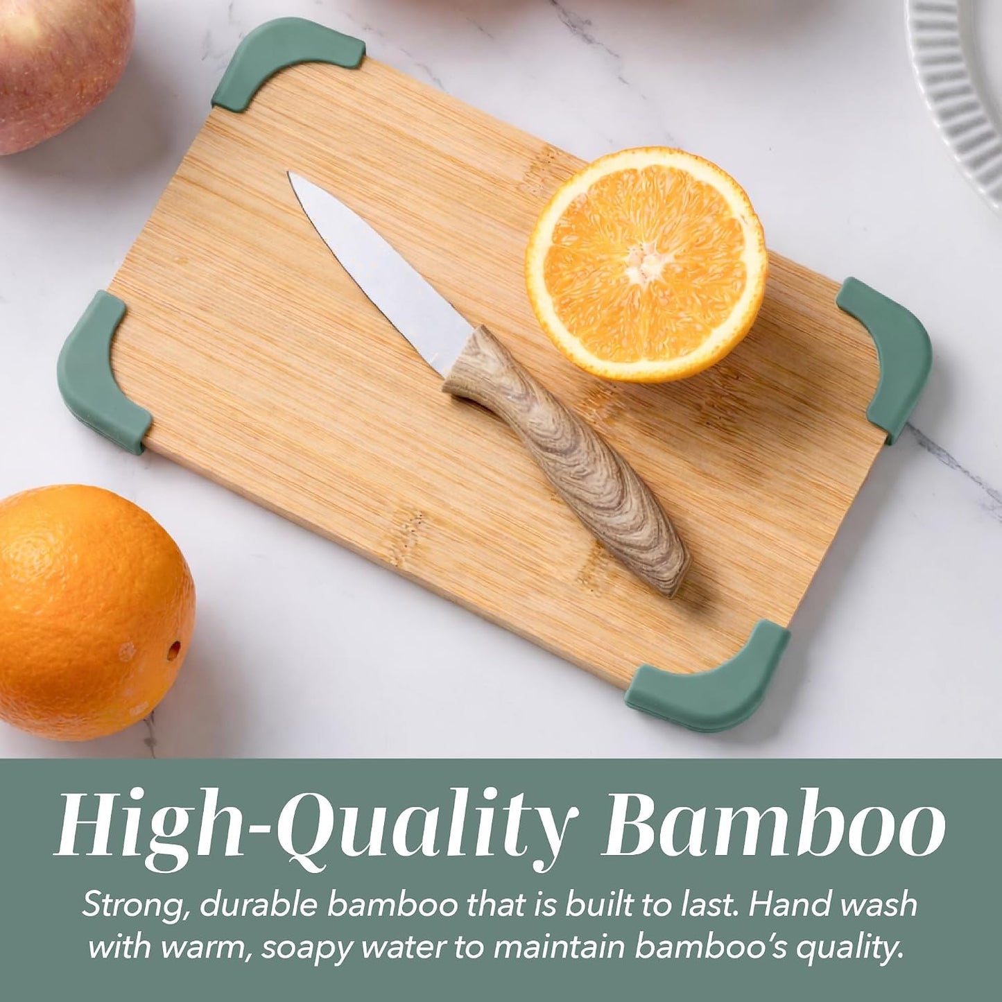 COOK WITH COLOR Non-Slip Cutting Board Set – Kitchen Essentials with Easy Grip Handle for Meat, Veggies, and Fruits, 3 Cutting Boards, Bamboo Non-Slip Grey