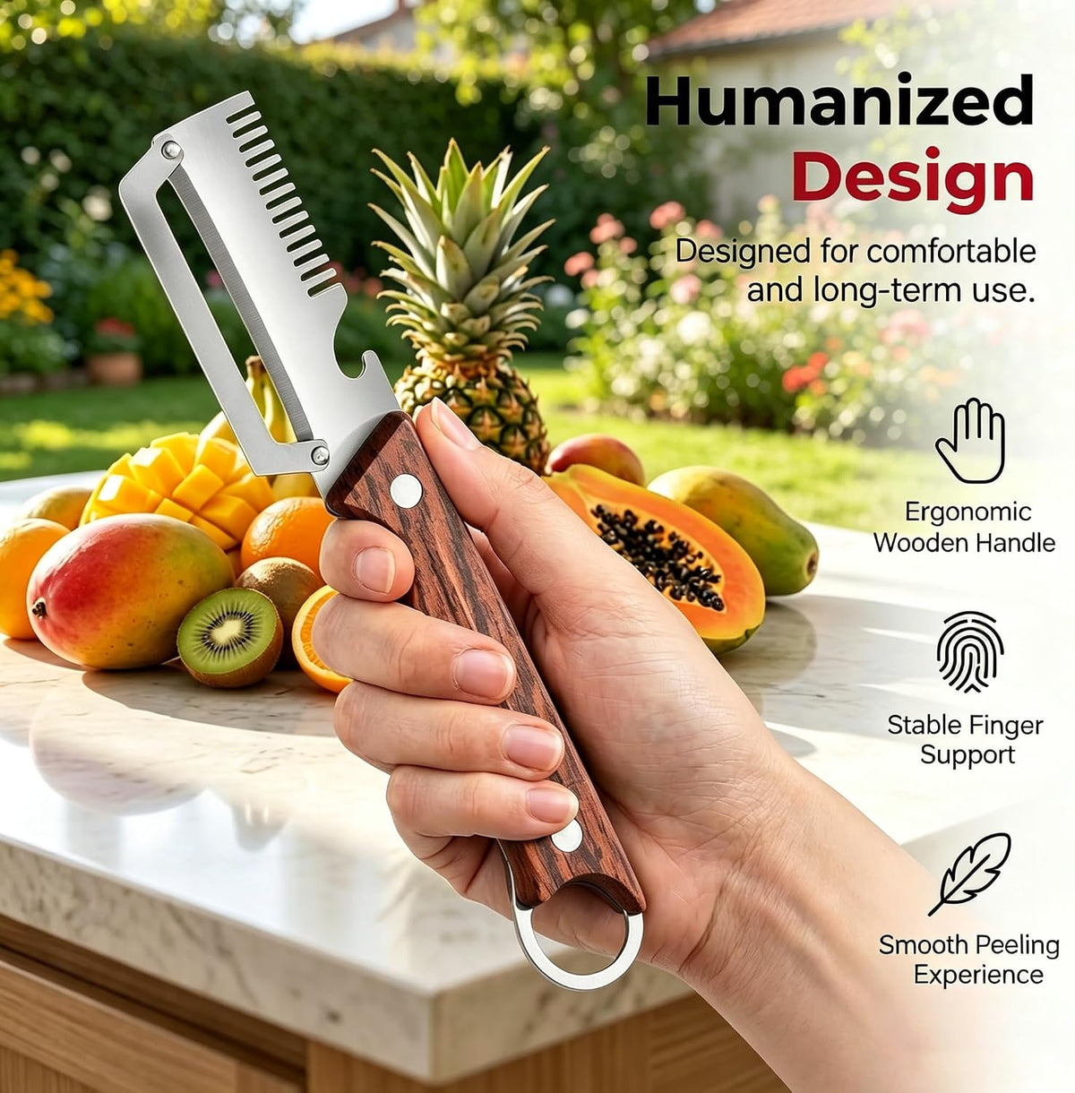 3 in 1 Multifunctional Vegetable Peeler, Heavy Duty Stainless Steel Peeler with Ergonomic Handle, Built-in Bottle Opener, Julienne Peeler & Hanging Hook, Smooth Peeling for Vegetables, Fruits (2 Pack)