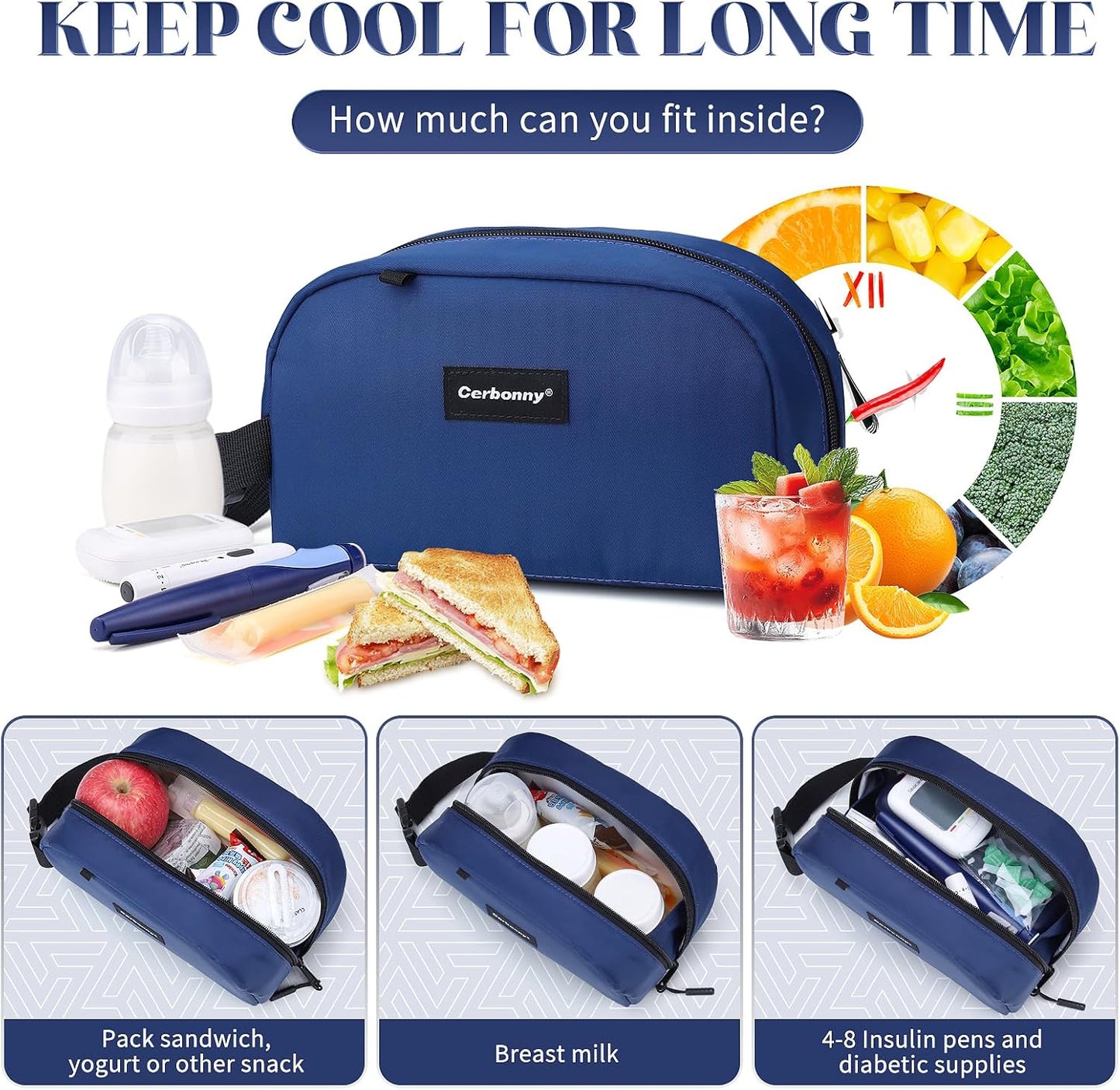 Cerbonny Freezable Cooler Bag for Work/School Travel - Mini Insulated Bag Fit For Yogurt