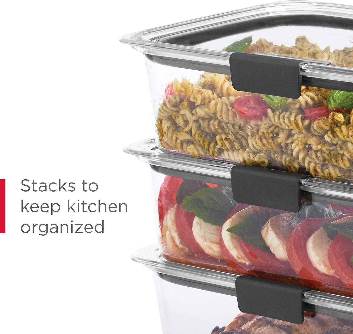 Rubbermaid Brilliance Meal Prep Containers, 2-Compartment Food Storage Containers, 2.85 Cup, 5-Pack, BPA-Free, Clear/Grey