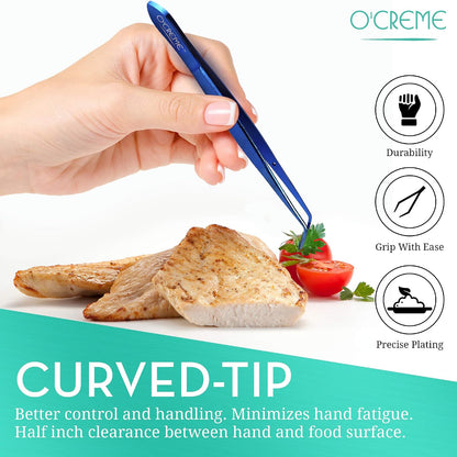 O'Creme Stainless Steel Precision Kitchen Tweezer Tongs 6.25" with Fine Tip (Purple)