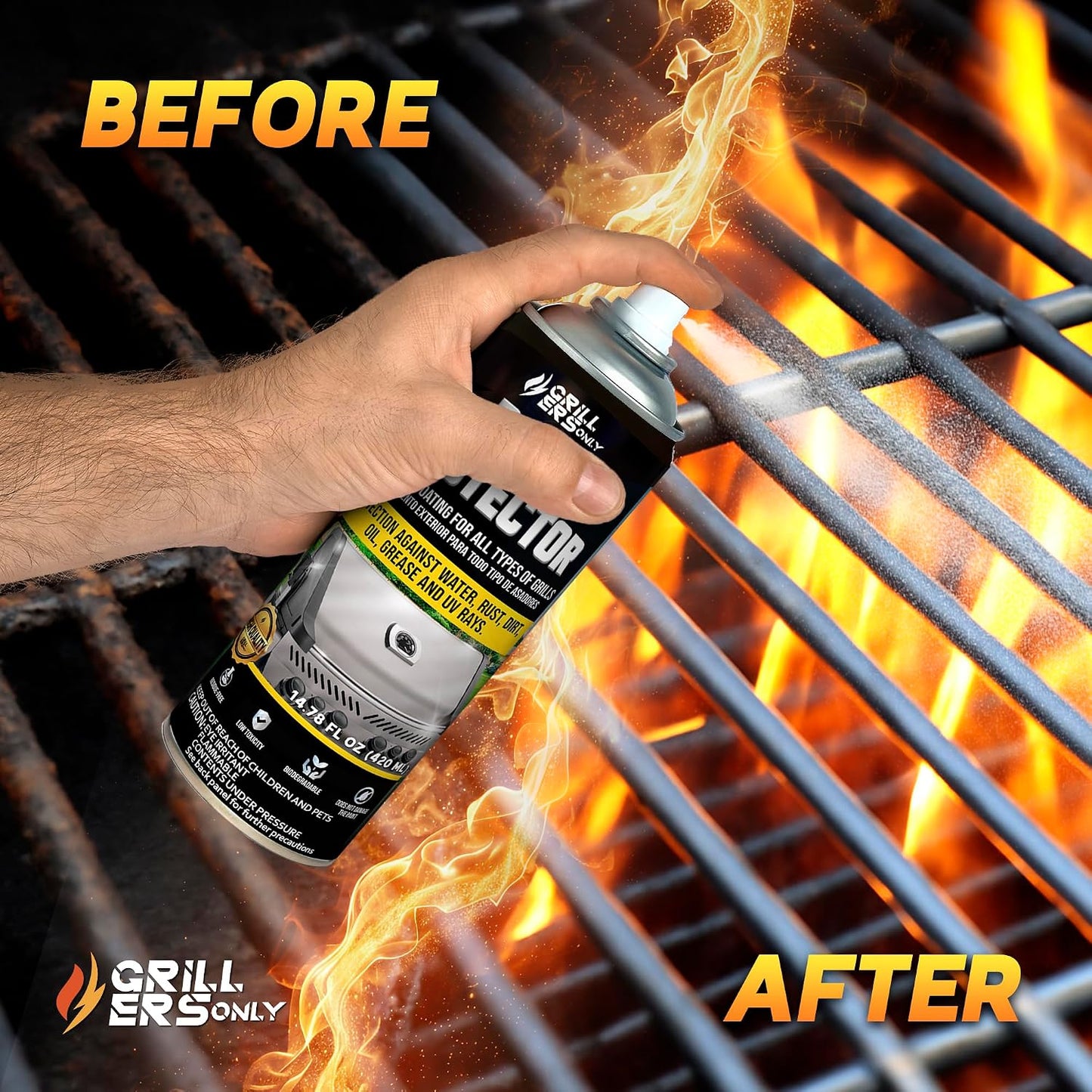 Grill Cleaner Spray & Degreaser | Heavy-Duty Grill Spray for BBQ, Griddles & Cast Iron Cleaner - Professional Outdoor Kitchen Formula - 35.2 fl oz.