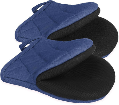 Goldmeet Mini Oven Mitts 2-Pack, 7"x5.5", 500°F Silicone Grip, Gray