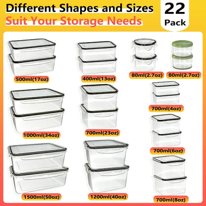52 PCS Large Food Storage Containers with Lids Airtight, BPA-Free Leakproof Plastic Meal Prep Containers Reusable,Microwave & Dishwasher & Freezer Safe,Includes Labels & Pen
