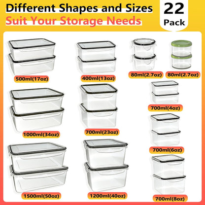 40 PCS Plastic Food Storage Containers with Lids Airtight, BPA-Free Leakproof Meal Prep Containers Reusable,Microwave & Dishwasher & Freezer Safe,Includes Labels & Pen