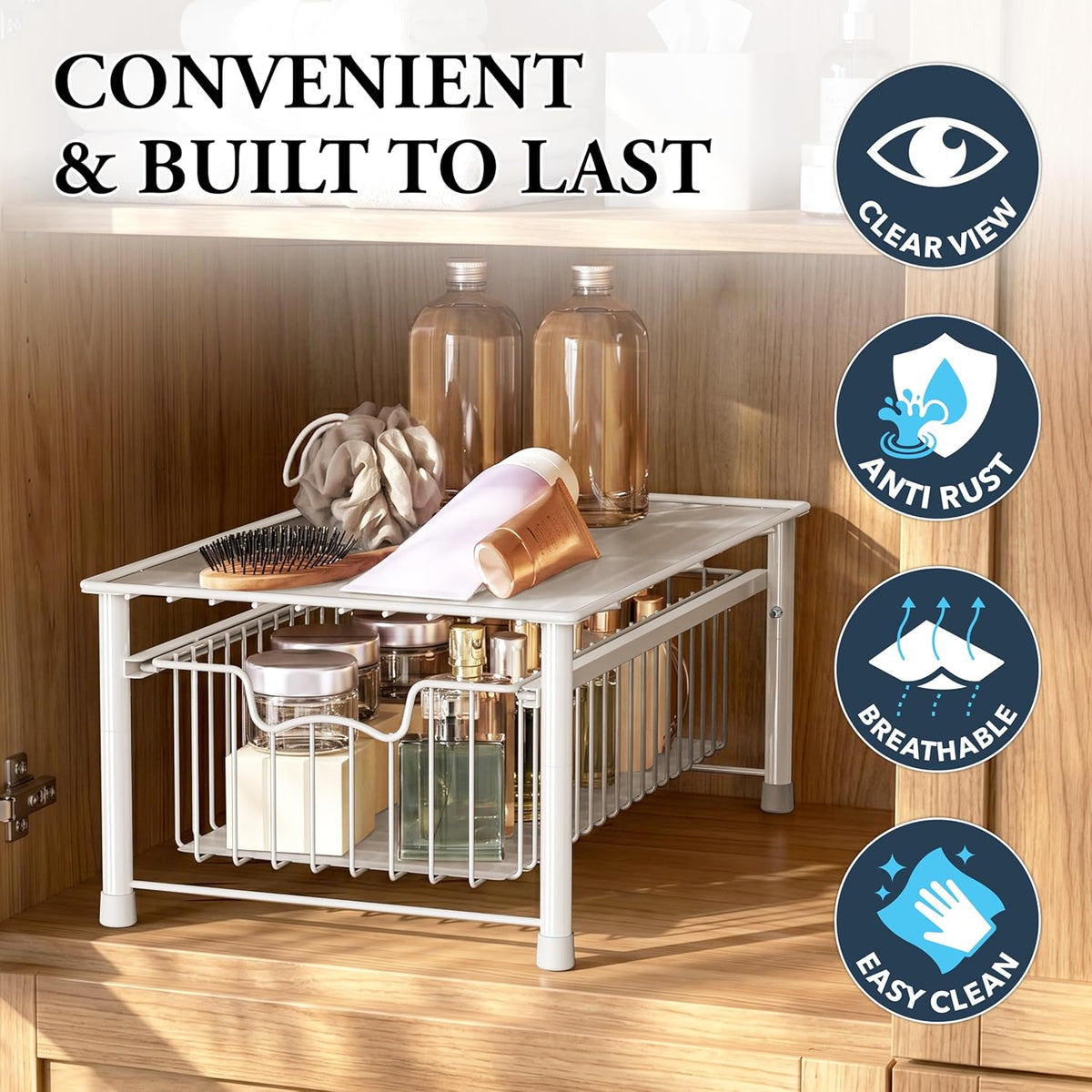 Simple Houseware Stackable Basket Drawer, Chrome