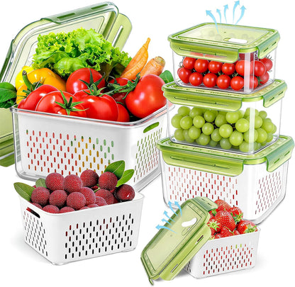 12 Pieces Fruit Storage Containers For Fridge with Removable Colanders