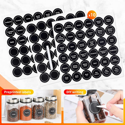 Segarty Food Label Stickers, 300 Pcs Blank Expiration Date Stickers to Write On, with 1 Black Pen, Waterproof Removable Freezer Labels for Glass Spice Jars, Canister, Food Container