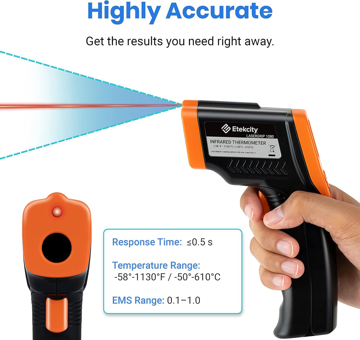 Etekcity Infrared Thermometer Laser Temperature Gun, -58°F~1130°F
