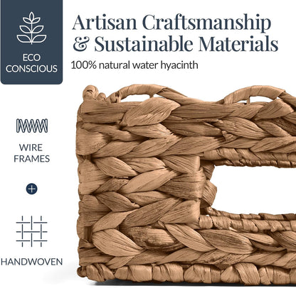 Best Choice Products 9x12 Scalloped Shelf Baskets, Woven Storage Bins, Storage Organizers for Pantry, Living Room, Bedroom, Nursery & Laundry, 4 Pack - Natural with White Trim