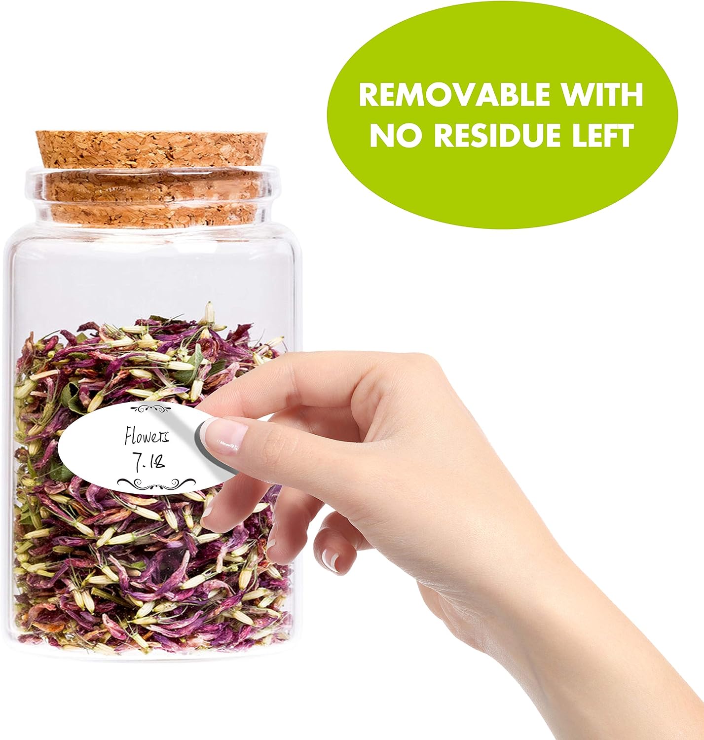500 Removable Freezer Pantry Labels, Waterproof Tear Resistant Removable No Residue, for Food Containers Jars Kitchen Restaurant Storage Organization