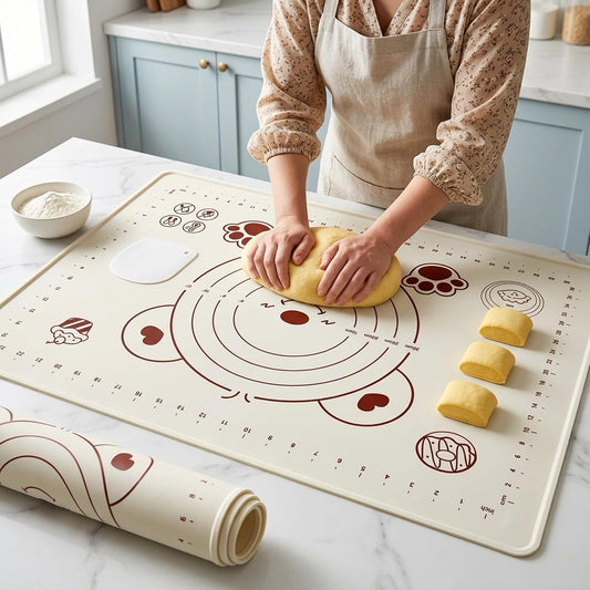 Silicone Baking Pastry Dough Mat 28"x20" with Measurements & Raised Edge
