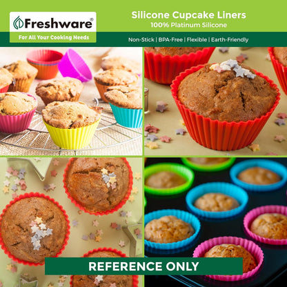 Freshware Cupcake Liners, Pack of 12 Silicone Muffin Cups, 3 Inch Baking Cups, Reusable & Non-stick Cupcake Liners for Party Halloween Christmas, Flower