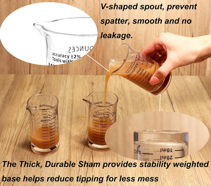 Ackers 3oz/90ml Glass Measuring Cup – Shot Glass with Double Scale-Ounce,Ml Markings for Kitchen & Bar(Black Line)