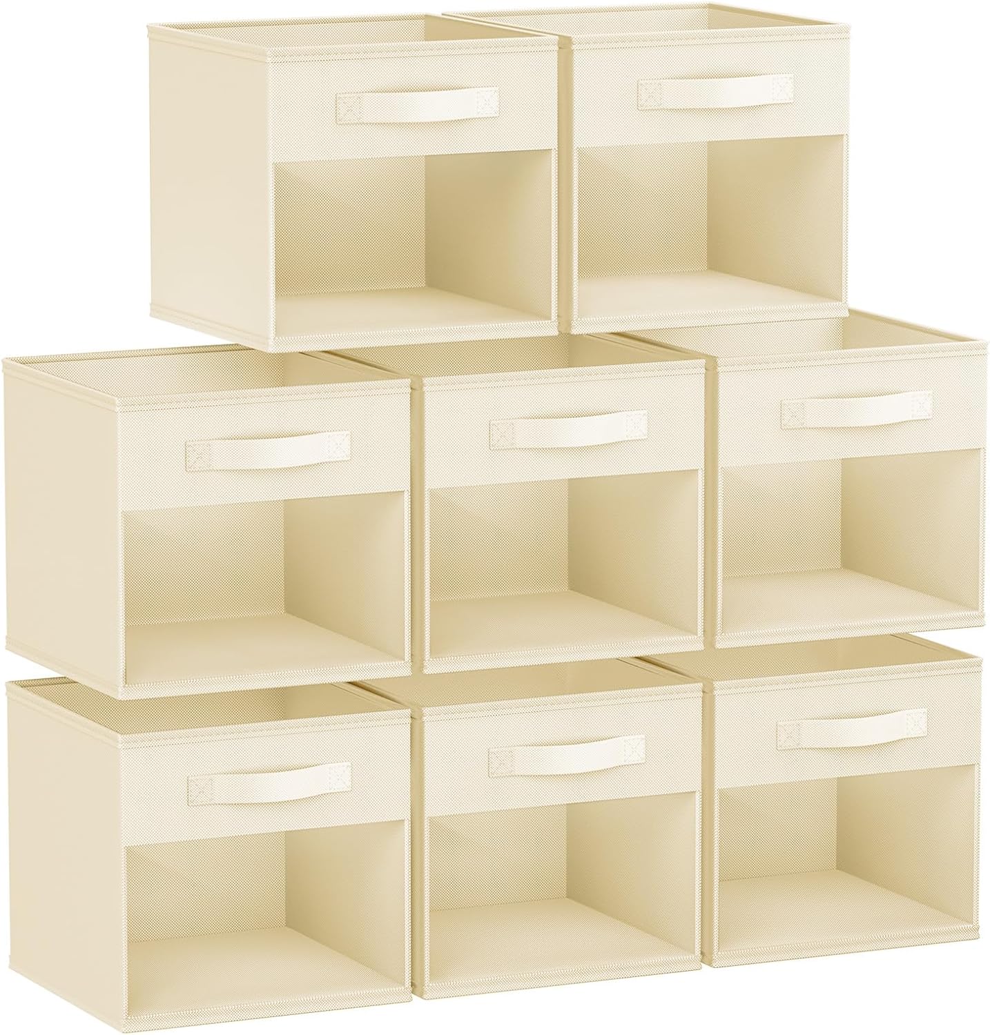 DIMJ Storage Cubes, 11x 11 inch Cube Storage Bin, 6 Pack Closet organizers and storage Bins with Window, Collapsible Baskets with Handle for Shelves, Clothes, Toys, Books (Grey)