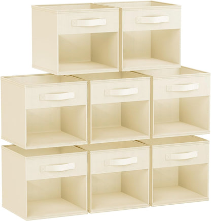 DIMJ Storage Cubes, 11x 11 inch Cube Storage Bin, 6 Pack Closet organizers and storage Bins with Window, Collapsible Baskets with Handle for Shelves, Clothes, Toys, Books (Grey)
