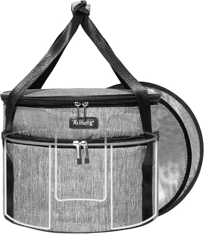 Pie Carrier, Hard-Sided Design, Insulated Bag For Casseroles, Round Insulated Cooler, Pie Tray With Lid And Handle For Hot And Cold Food Casserole Trays (Grey)