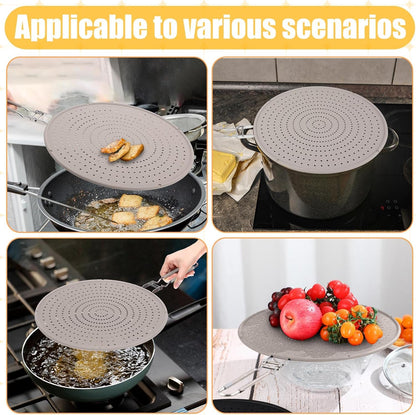 Tioncy 3 Pcs 12.6 Inch Silicone Splatter Screen for Frying Pan Grease Splatter Collapsible Guard Heat Resistant Multi Use for Baking and Cooking(Black)