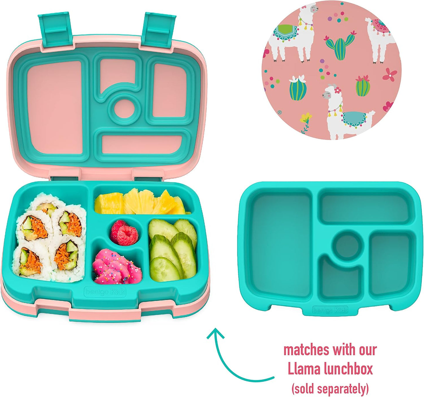 Bentgo® Kids Prints Tray with Transparent Cover - Reusable, BPA-Free, 5-Compartment Meal Prep Container with Built-In Portion Control for Healthy Meals At Home & On the Go (Mermaids in the Sea)