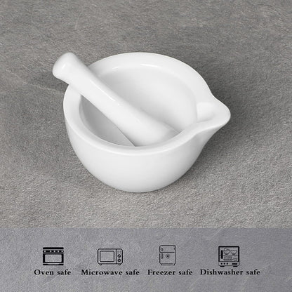 LEETOYI Small Ceramic Mortar Pestle Set, Herb Grinder Pill Crusher 3.3-inch