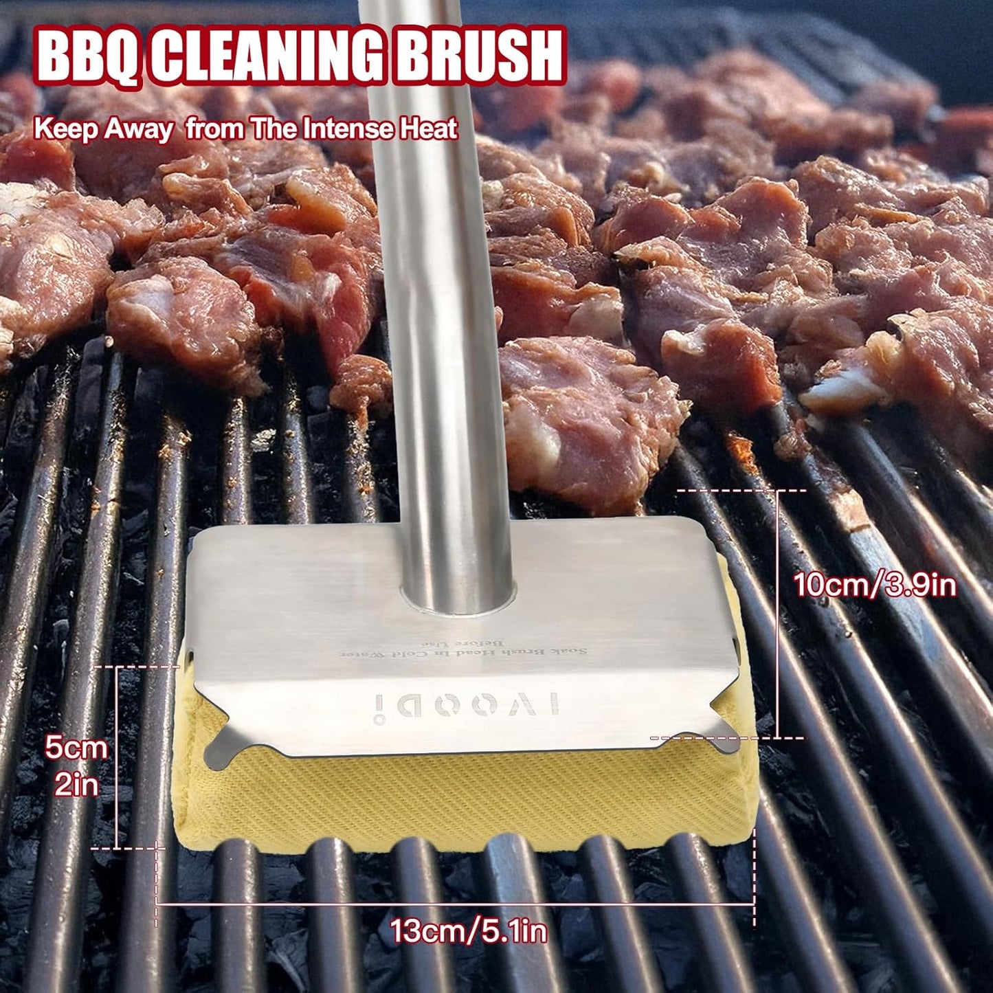 Grill Brush Bristle Free Steam Cleaning Tool, Heat-Resistant Aramid Fiber Cleaner with Replaceable Twill Pads & Steam, BBQ Accessories Cleaner - Gifts for Men/Dad