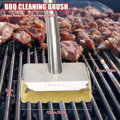 Grill Brush Bristle Free Steam Cleaning Tool, Heat-Resistant Aramid Fiber Cleaner with Replaceable Twill Pads & Steam, BBQ Accessories Cleaner - Gifts for Men/Dad