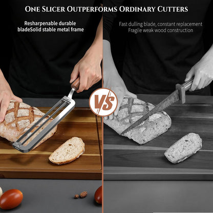 Adjustable Bread Knife for Homemade, Thickness Guide, Raised Handle, Right