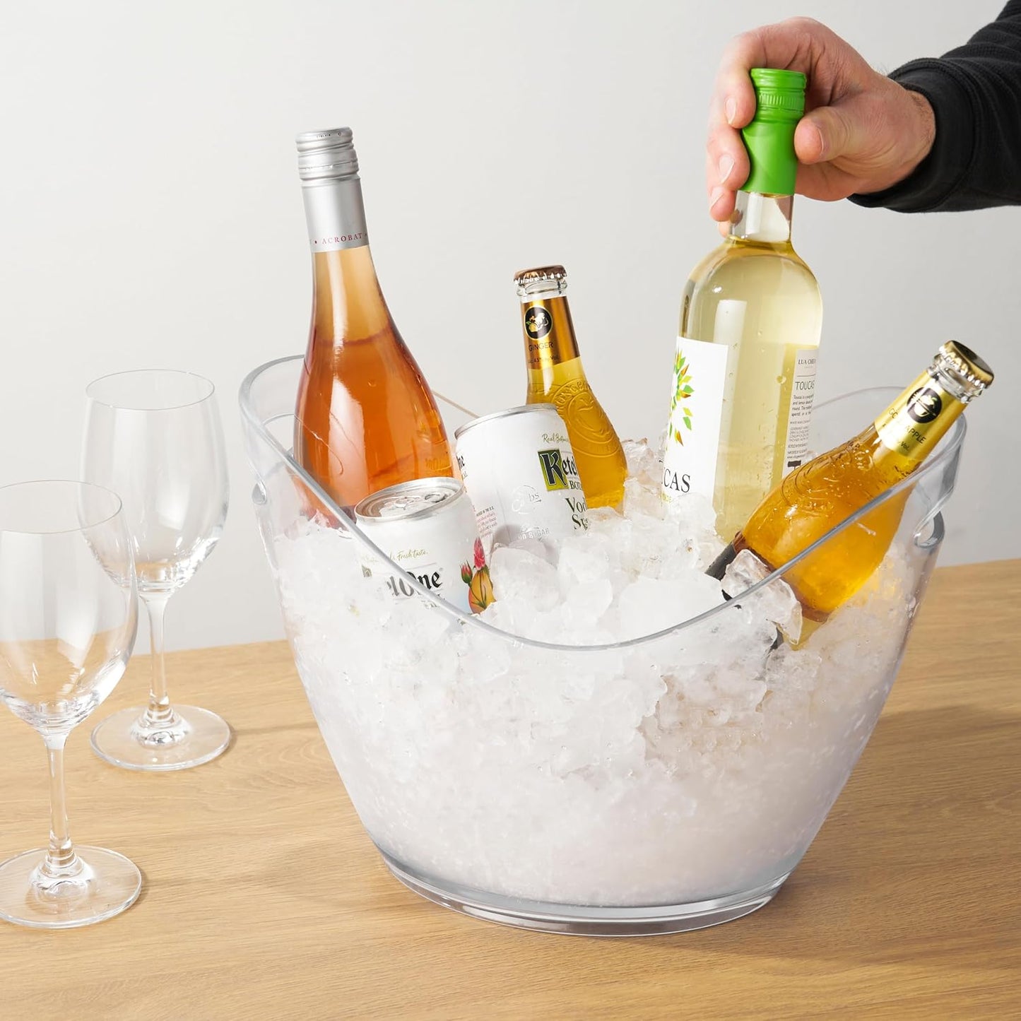 True Chill Acrylic Ice Buckets for Parties and Drinks, 2.11 Gallons (8 Liters) Wine Beer Champagne Bucket, Beverage Tubs Hosting Essentials, Ice Holder for Party, Bar Cart Accessories, Set of 1