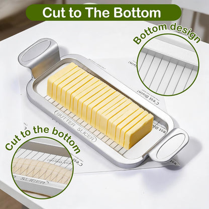 Large Butter Cutter Banana Slicer, Heavy Duty Aluminum & Stainless Steel Wires, Multipurpose Slicer for Butter, Cheese, Banana, Boiled Egg, Strawberry, Dishwasher Safe Kitchen Cutting Tool