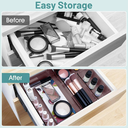WOWBOX 25 PCS Clear Plastic Drawer Organizer Set, 4 Sizes Desk Drawer Divider Organizers and Storage Bins for Makeup, Jewelry, Gadgets for Kitchen, Bedroom, Bathroom, Office