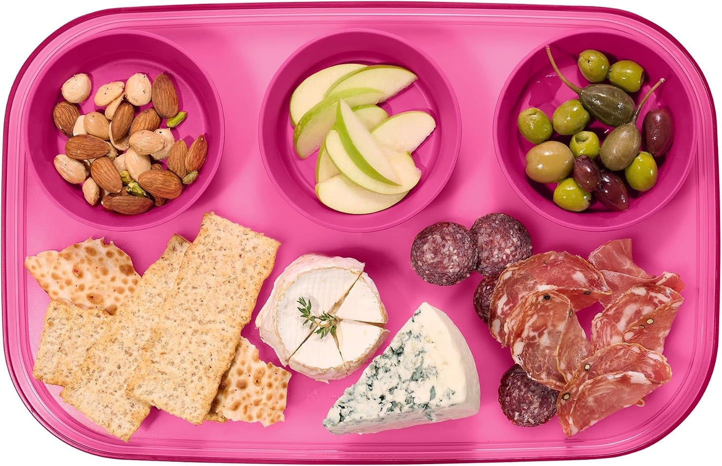 madesmart dipware 3 Bowl Serving Tray, Stackable & Removable Dip Bowls for Charcuterie, Guacomole, Snacks, Veggies, Premium Dishwasher & Microwave Safe, Multipurpose Plate & Bowl, Olive