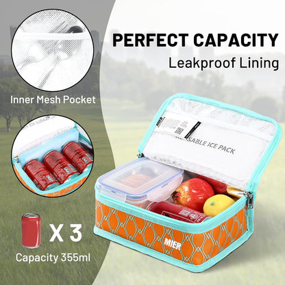 MIER Small Lunch Bag for Kids & Adults Compact Insulated Lunch Box Portable Thermal Mini Cooler for Work School Travel, Bluesteel