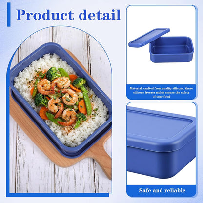 Keneaoeo 6 Pcs 2 Cup Silicone Freezer Molds Freezer Tray with Lid Reusable Food Storage Containers for Soups Sauces Stews Meal Prep, Bpa Free, Microwave & Dishwasher Safe