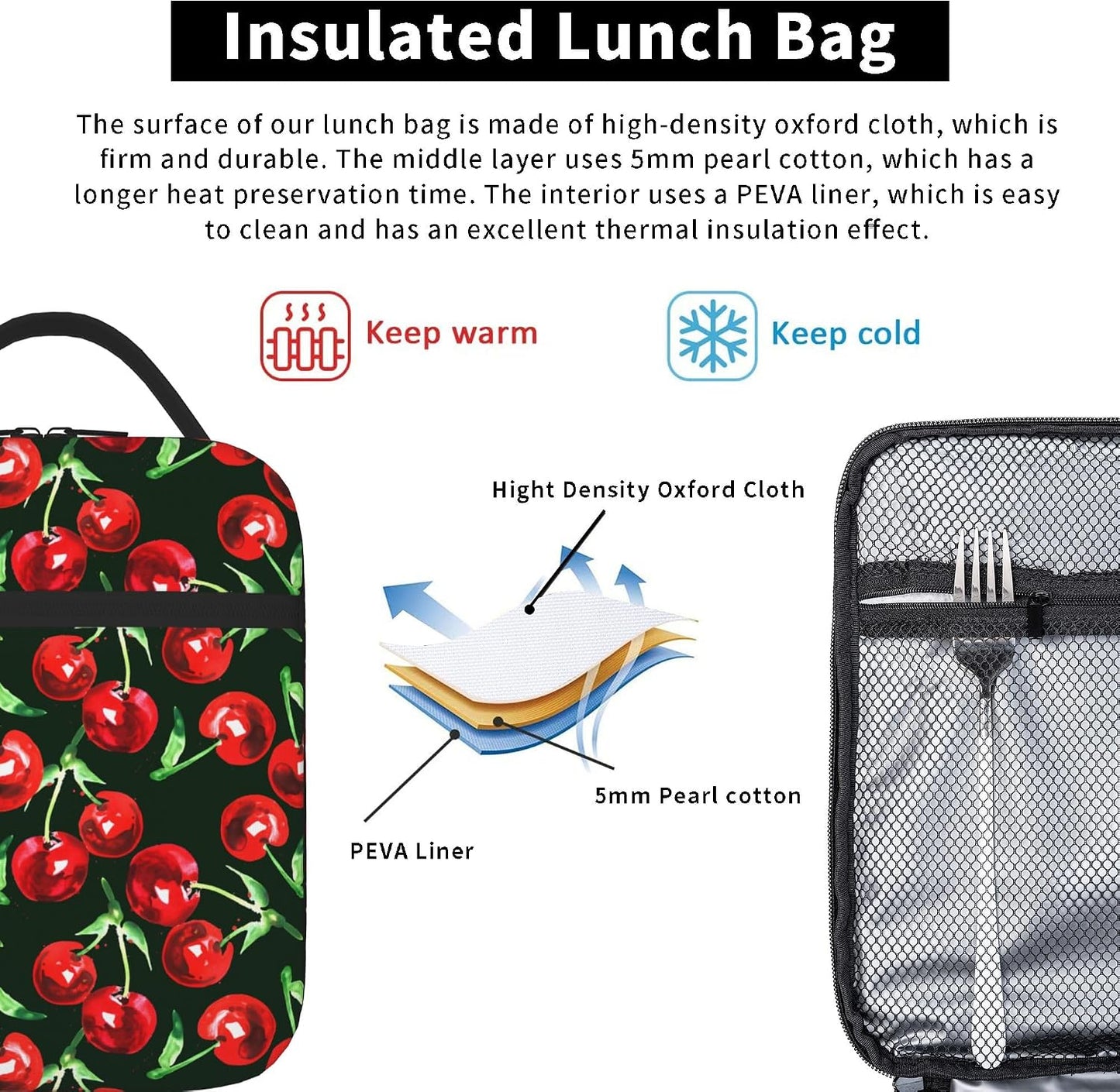 Dinosaur Volcano Insulated Lunch Bag for Women & Men, Reusable Leak-Proof Lunch Box with Cooler Compartment, Lunch Tote for Adults Work Travel Picnic Durable & Washable
