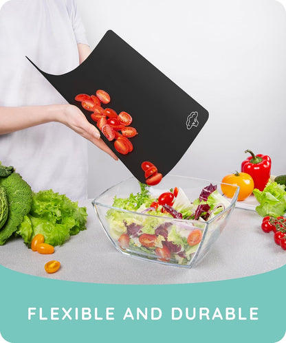 Cutting Boards for Kitchen, Plastic Cutting Board, Dishwasher Safe Cutting Boards with Juice Grooves for Meat, Veggies, Fruits, Easy Grip Handle, Serveware Accessories (Gray)