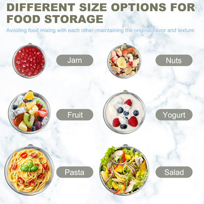 HaWare Stainless Steel Food Storage Containers with Silicone Lids, Leak-Proof Metal Snack Container, Round Lunch Box for Kids Adults, Stackable & Reusable Meal Prep Containers, Set of 3, Multicolor