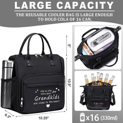 TuErCao Small Lunch Bag Lightweight Insulated Lunch Box for Women Work Portable Soft Cooler for Picnic Travel Road Trips, Loncheras para Mujer, Black